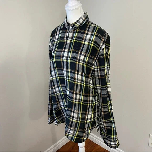 L.L. Bean Signature Linen Plaid Button-Down Shirt Slim Fit Medium - Picture 4 of 12